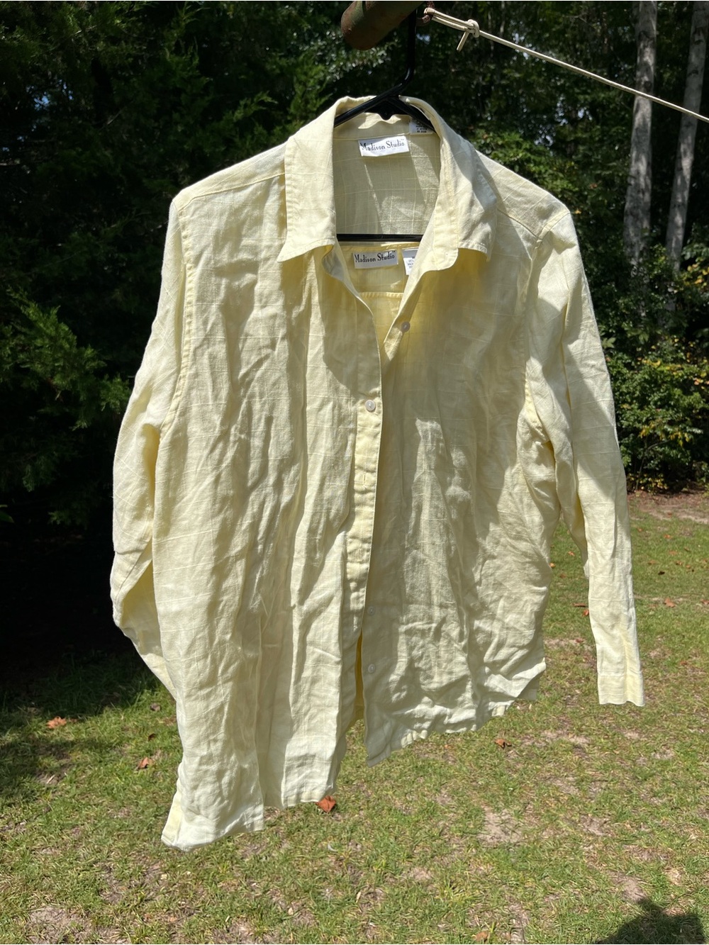 Madison Studio Set - Women's Butter Yellow Linen Button-Down Shirt and Tank Set